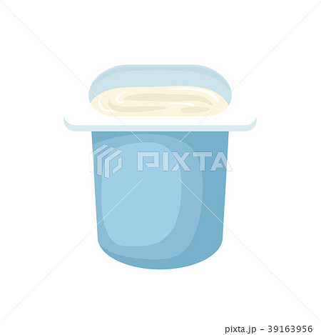 Yogurt in blue plastic cup icon, cartoon style  39163956