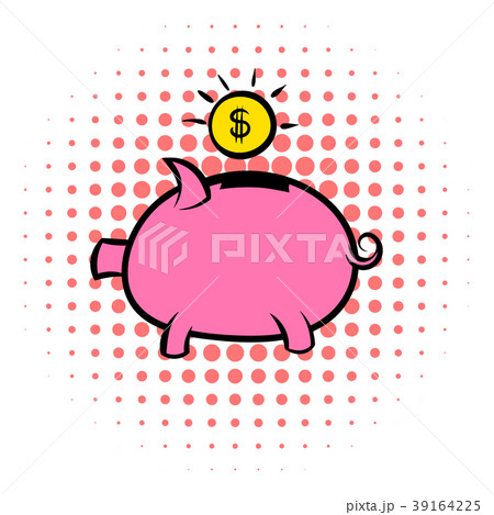 Piggy bank icon, comics style Piggy bank icon, comics style 39164225