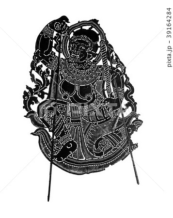 Closed up Thai ancient shadow play - Shadow puppet 39164284