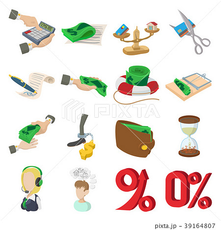 Bank icons set, cartoon style 39164807