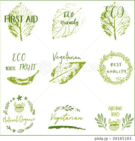 Bio Ecology Organic Logos And Icons Labelsのイラスト素材 39165163 Pixta
