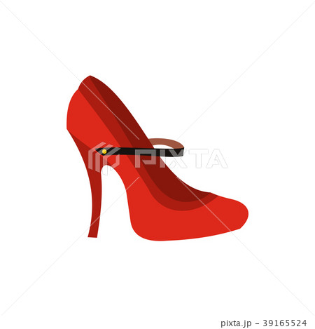 Red high heel shoes icon, flat style 39165524