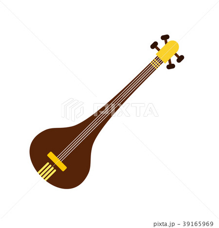 Traditional Indian sarod icon, flat style  39165969