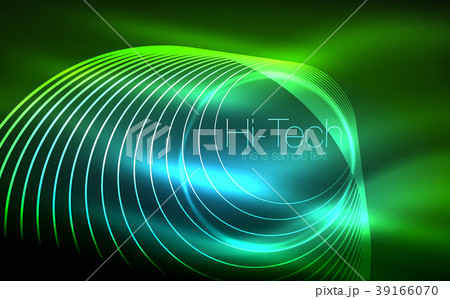 Circular glowing neon shapes, techno background Circular glowing neon shapes, techno background 39166070