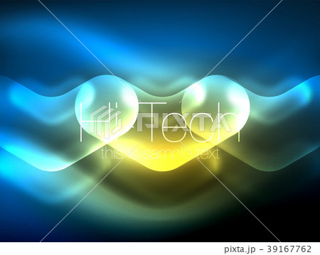 Blurred arrows in dark space. Neon pointers, glass 39167762