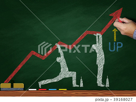矢印を持ち上げるビジネスマンのシルエットのイラスト素材