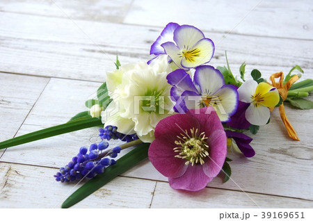 ビオラとクリスマスローズのフラワーアレンジ 切り花 ビオラとクリスマスローズのフラワーアレンジ 切り花 39169651