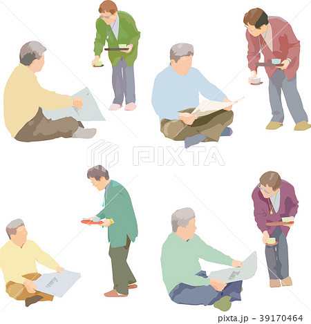 人物全身イラスト_シニア夫婦の日常 人物全身イラスト_シニア夫婦の日常 39170464