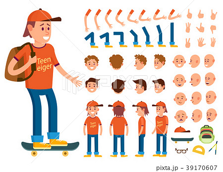 Teenager male person character creation set 39170607