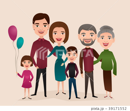 Big happy family cartoon concept 39171552