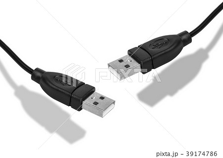 Black USB Cable isolated at white background  39174786