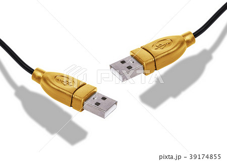 Golden USB Cable isolated at white background  39174855