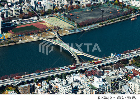 隅田川の桜橋の写真素材