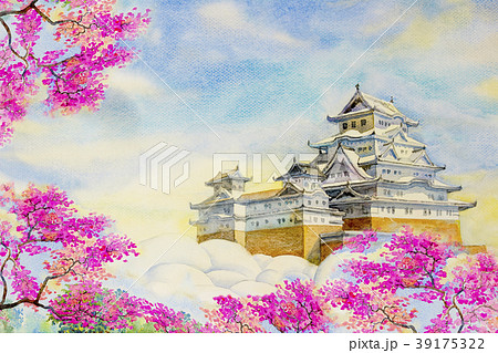 Himeji Castle and spring cherry blossoms. Himeji Castle and spring cherry blossoms. 39175322