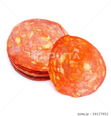 Italian Salami or spanish chorizo on white Italian Salami or spanish chorizo on white 39177952