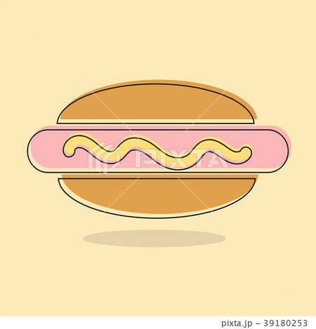 Hot dog, cooked sausage sandwich line icon, filled 39180253