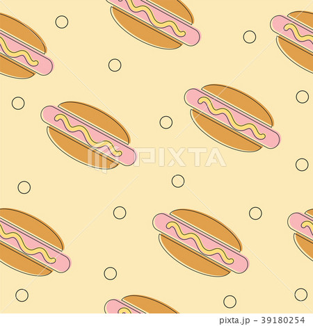 Hot Dog Day vector seamless pattern with buns and 39180254