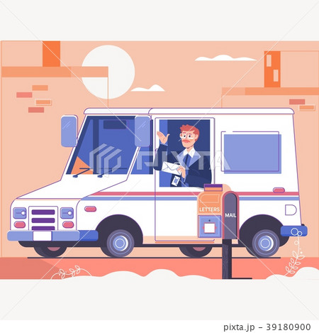 Postman delivering letters to mailbox of recipient Postman delivering letters to mailbox of recipient 39180900