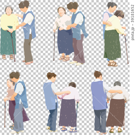 全身人物イラスト_おばあさんの介護 39181652