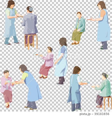 全身人物イラスト_食事介護 39181656
