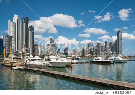 luxury yacht boats on harbor in Panama City luxury yacht boats on harbor in Panama City 39182064