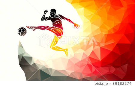 Football player kicks the ball in German flag Football player kicks the ball in German flag 39182274