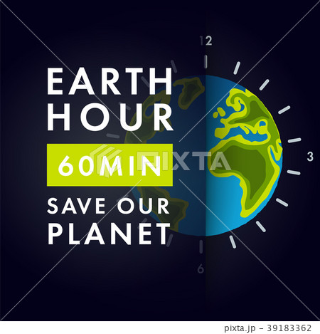 Illustration of Earth hour. 25 march.  39183362