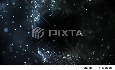 Water drops hits abstract dark object, 3d 39183646