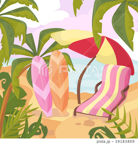 Summertime on the beach. Palms and plants around Summertime on the beach. Palms and plants around 39183809