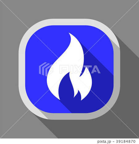 Fire flame, icon with shadow on a rounded square  39184870