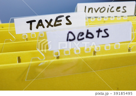 Yellow folders with title taxes. Accounting. Yellow folders with title taxes. Accounting. 39185495