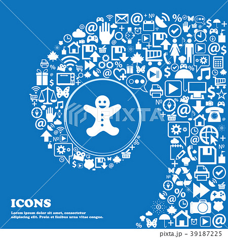 Gingerbread man icon sign. Nice set of beautiful i Gingerbread man icon sign. Nice set of beautiful i 39187225