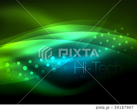 Neon wave background with light effects, curvy 39187907