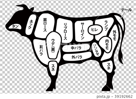牛肉　ビーフ　部位　白背景 39192662