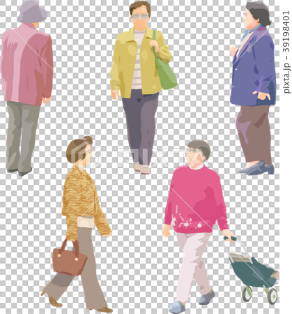 全身人物イラスト_女性シニア 全身人物イラスト_女性シニア 39198401