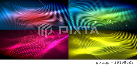 Neon glowing light abstract backgrounds collection 39199635