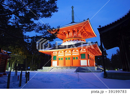高野山　根本大塔の夜景　和歌山県伊都郡高野町 39199783