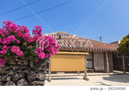 竹富島　町並み　風景　道 39200080
