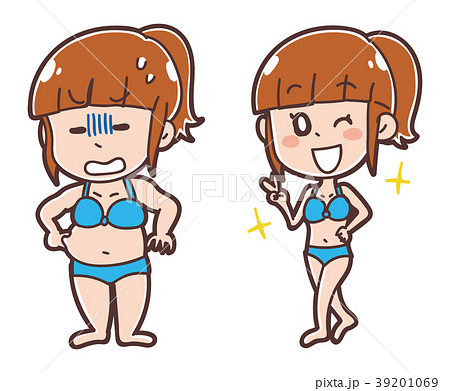 ダイエットに成功した女性のイラスト ダイエットに成功した女性のイラスト 39201069