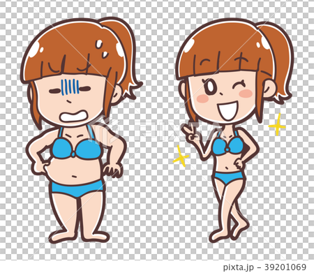 ダイエットに成功した女性のイラスト ダイエットに成功した女性のイラスト 39201069