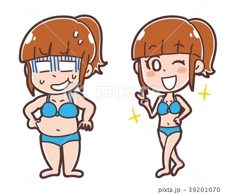 ダイエットに成功した女性のイラスト ダイエットに成功した女性のイラスト 39201070