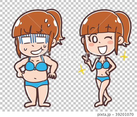 ダイエットに成功した女性のイラスト ダイエットに成功した女性のイラスト 39201070