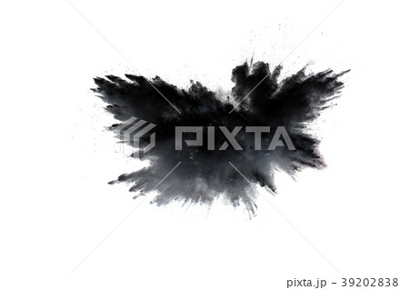 Black powder explosion against white background. Black powder explosion against white background. 39202838