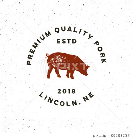 premium fresh pork label. retro styled meat shop 39203257