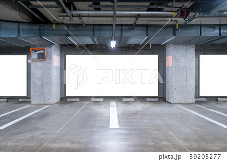 empty Parking garage underground with blank billbo 39203277