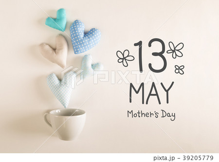 Mother's Day message with blue heart cushions Mother's Day message with blue heart cushions 39205779