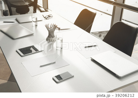 Conference furniture with items of workers Conference furniture with items of workers 39206212