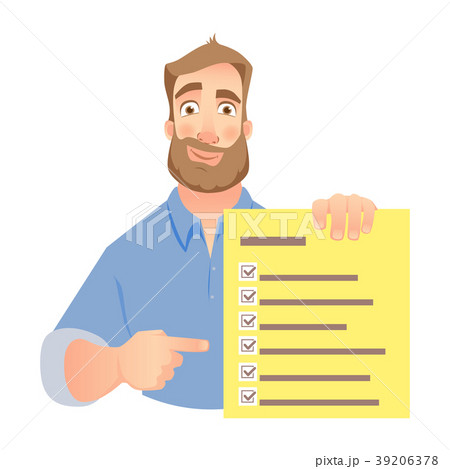 man holding checklist man holding checklist 39206378