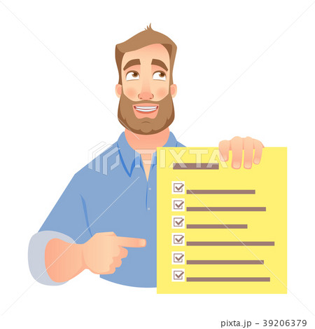 man holding checklist man holding checklist 39206379