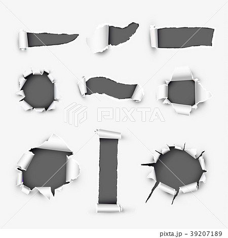 Realistic Holes in White Paper Background Realistic Holes in White Paper Background 39207189
